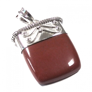 Vintage style Red jasper pure silver pendant